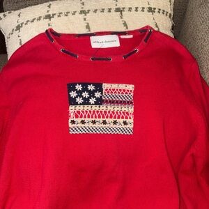 Vintage Alfred Dunner Red Sweater with embroidered flag